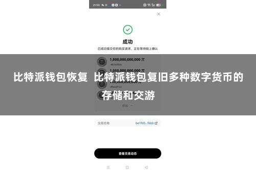 比特派钱包恢复  比特派钱包复旧多种数字货币的存储和交游